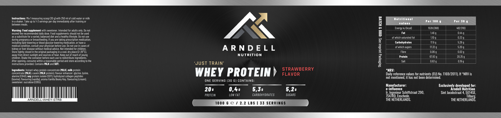 Whey Protein Strawberry – 1 kg | 20g Eiwit per Serving