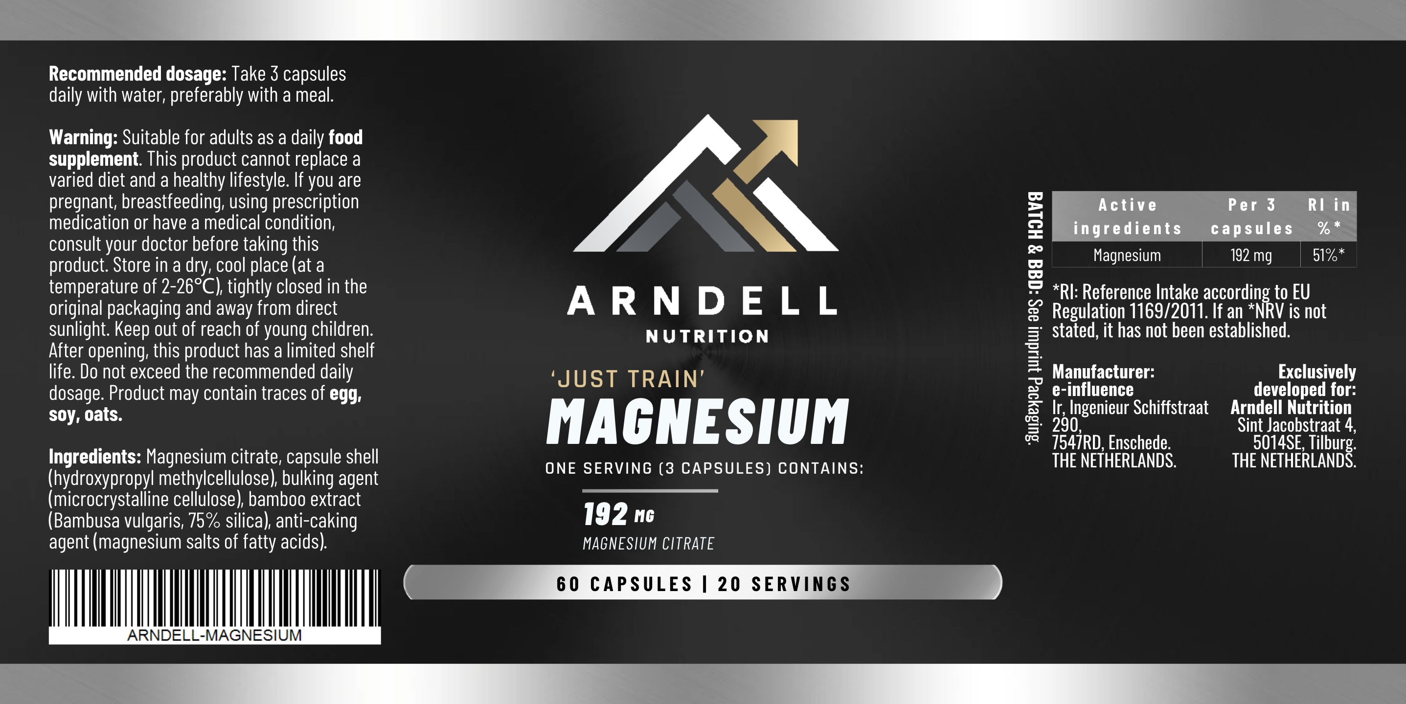 Magnesium Citraat – 60 capsules | Spieren, Slaap & Energie